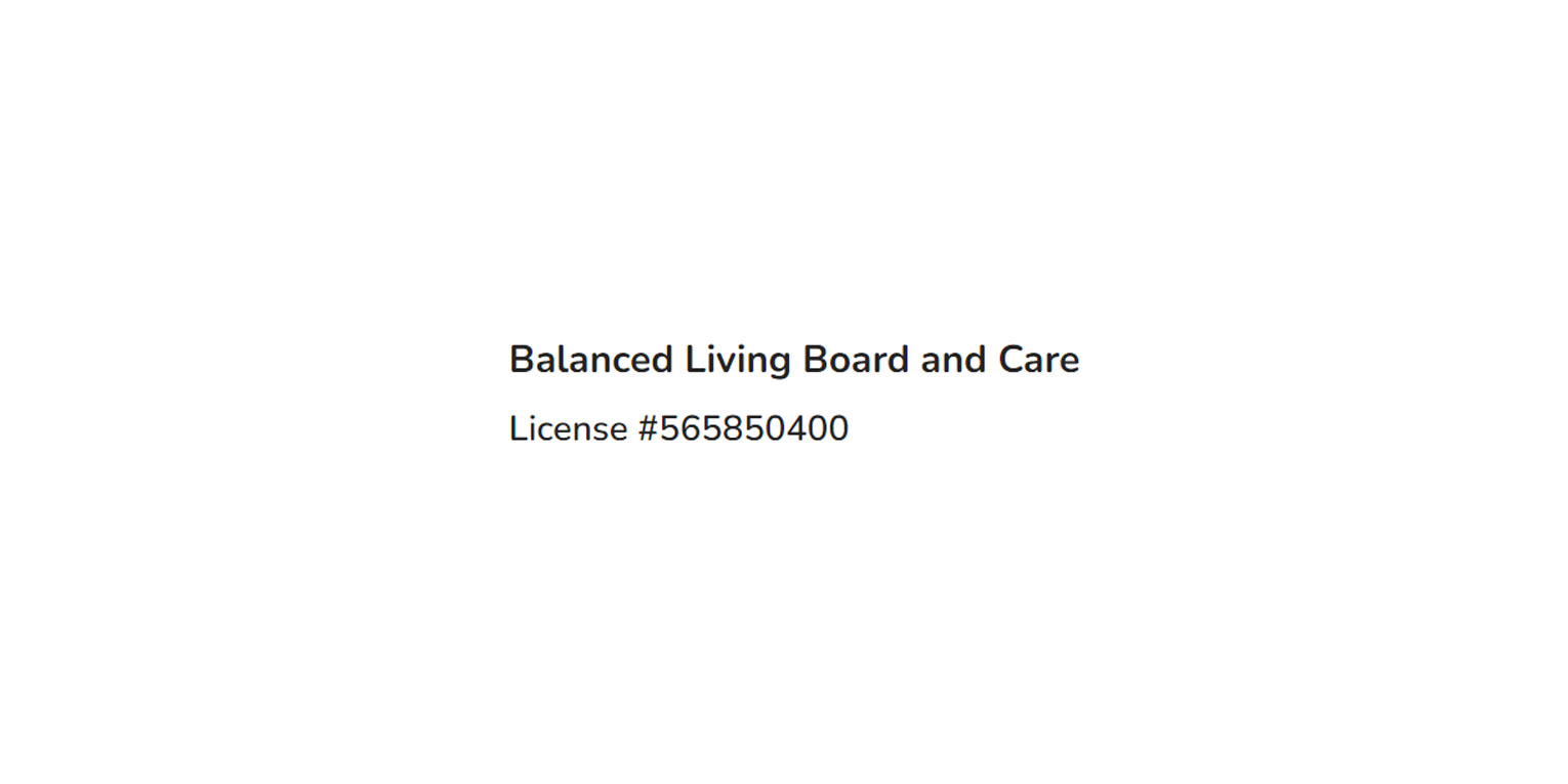 Balanced Living Board and Care